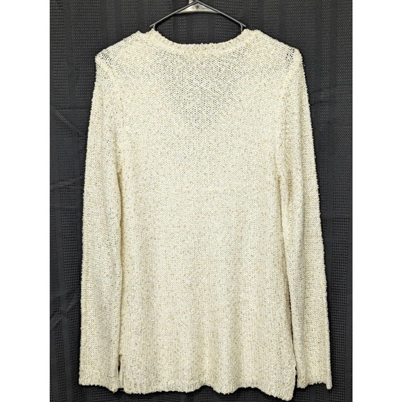 APT. 9! CREAM W/GOLD MINI SEQUINS DROP TAIL "BLOUSE" SWEATER! SZ M - Picture 7 of 8